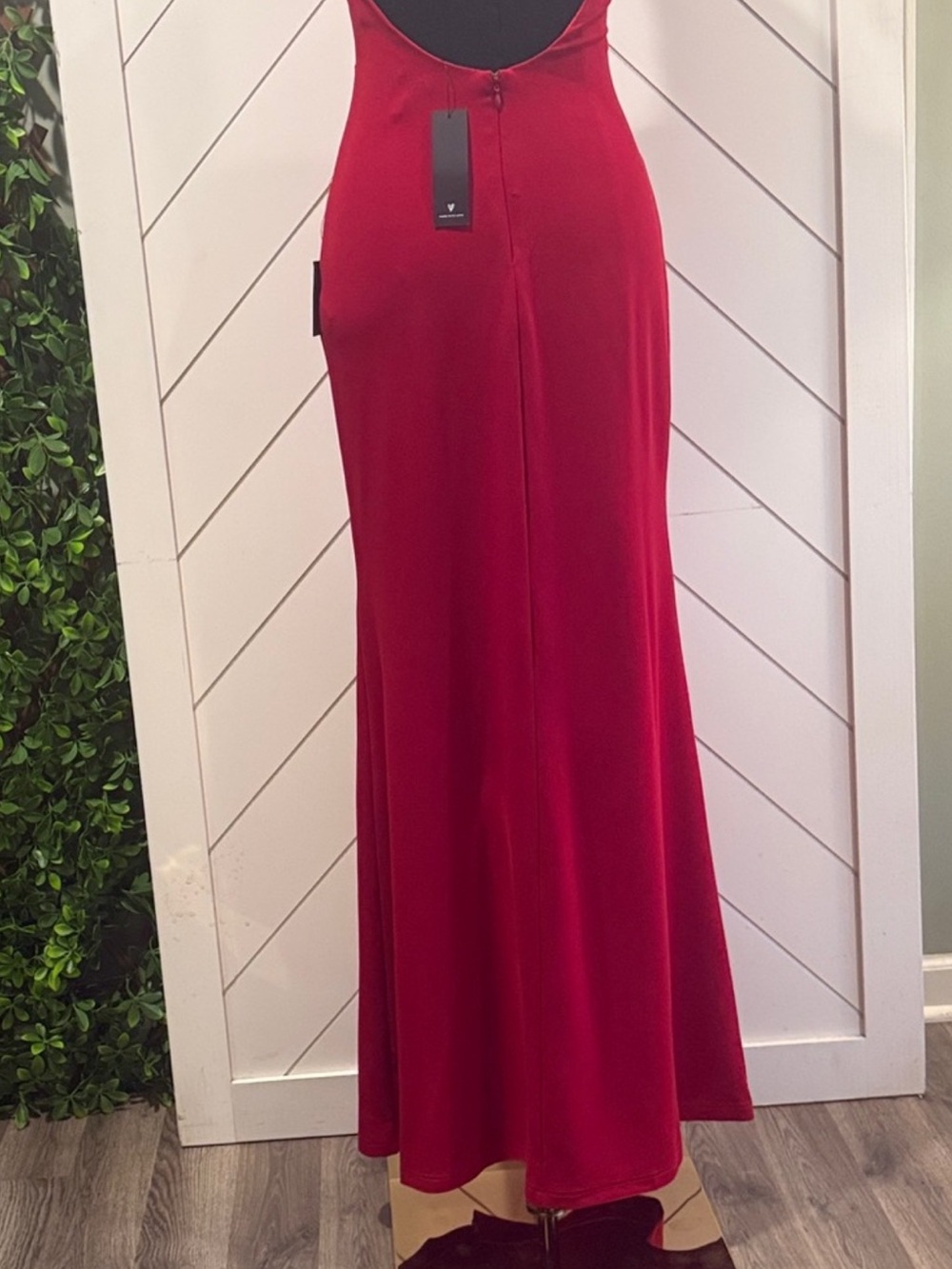 NWT- Keep It Interesting Red Asymmetrical Cutout Halter Dress - Picture 15 of 15